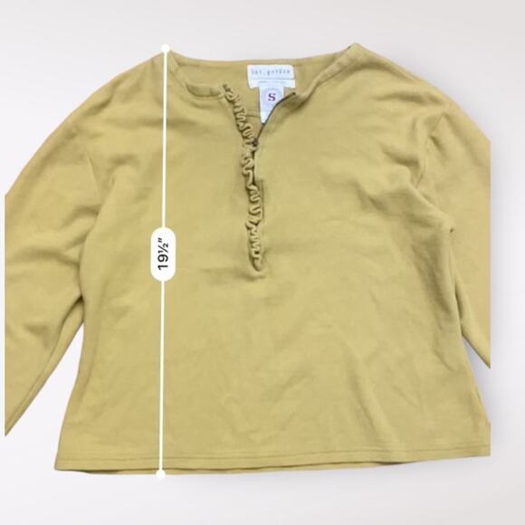 But, Gordon Vintage Ruffle Quarter Zip Sweater Womens Size Small Green - Picture 3 of 6